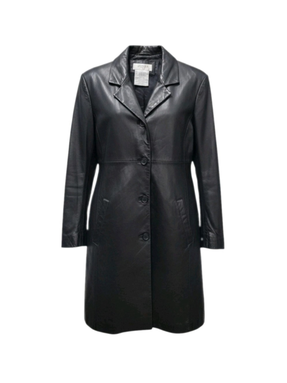 JONES NY SPORT Women's Genuine Leather Mid-length Long-Sleeves Jacket Size Large